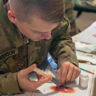 US Army solider Konner Anderson creating prosthetic wounds